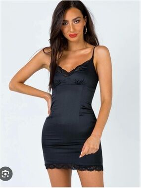 Princess Polly Black Lace Mini Slip Dress